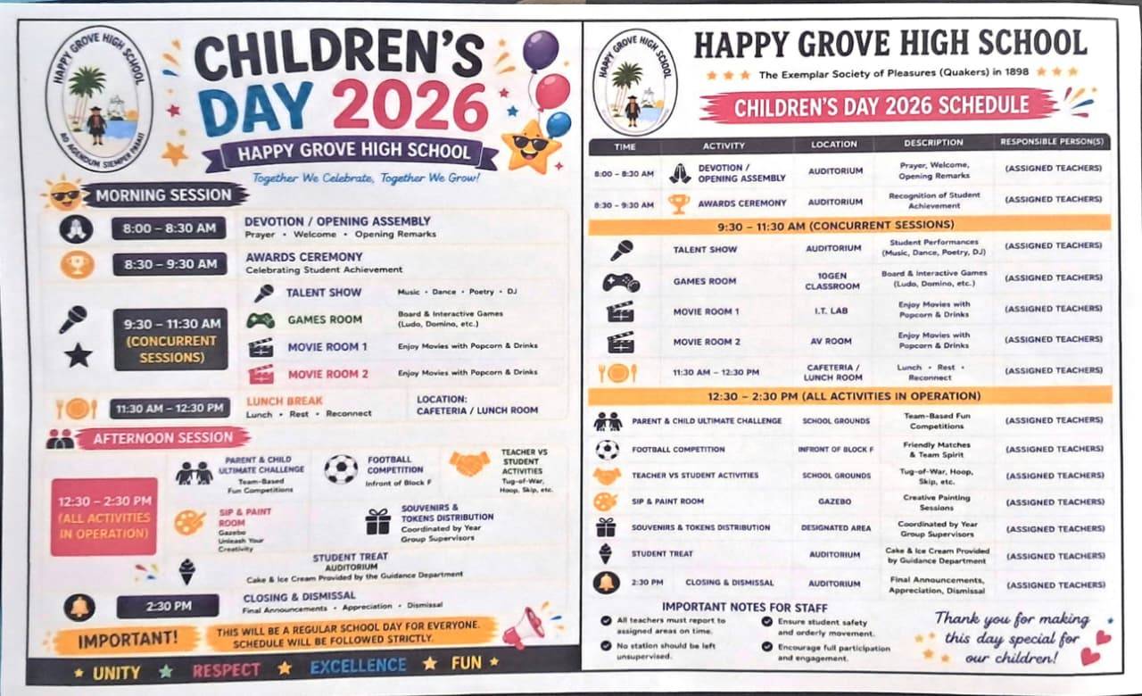 Children's Day 2026 Schedule